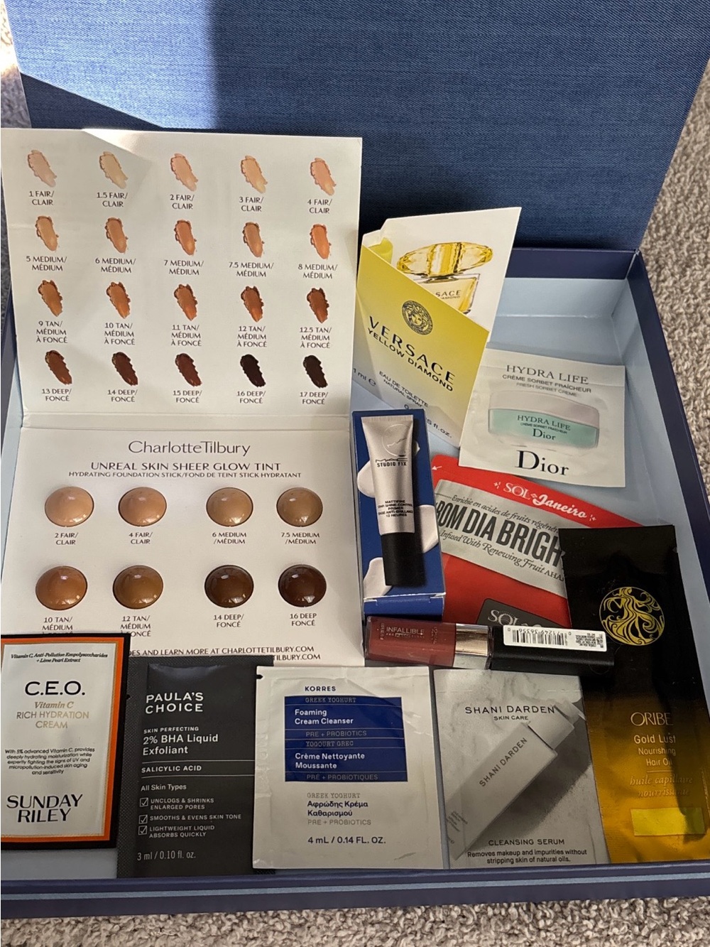 Luxury Beauty Sample Lot Charlotte Tilbury Dior Versace Sunday Riley Sol de Jane